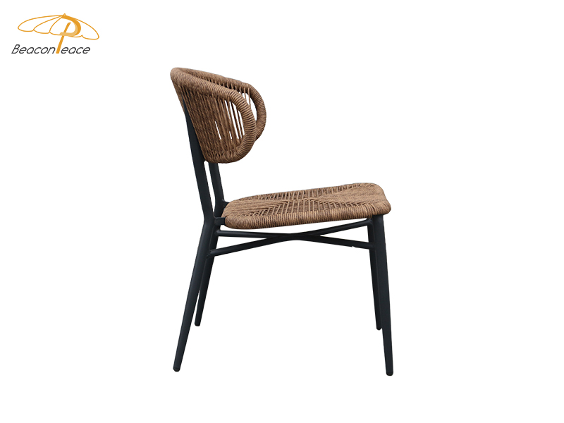 aluminium pe rattan dining armless chair