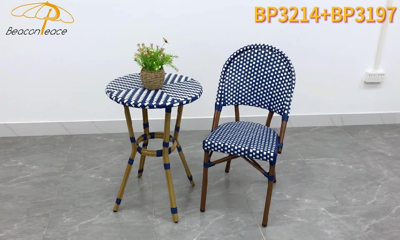 Model BP3214+ BP3197 French Style Cafe Rattan Chair And Table